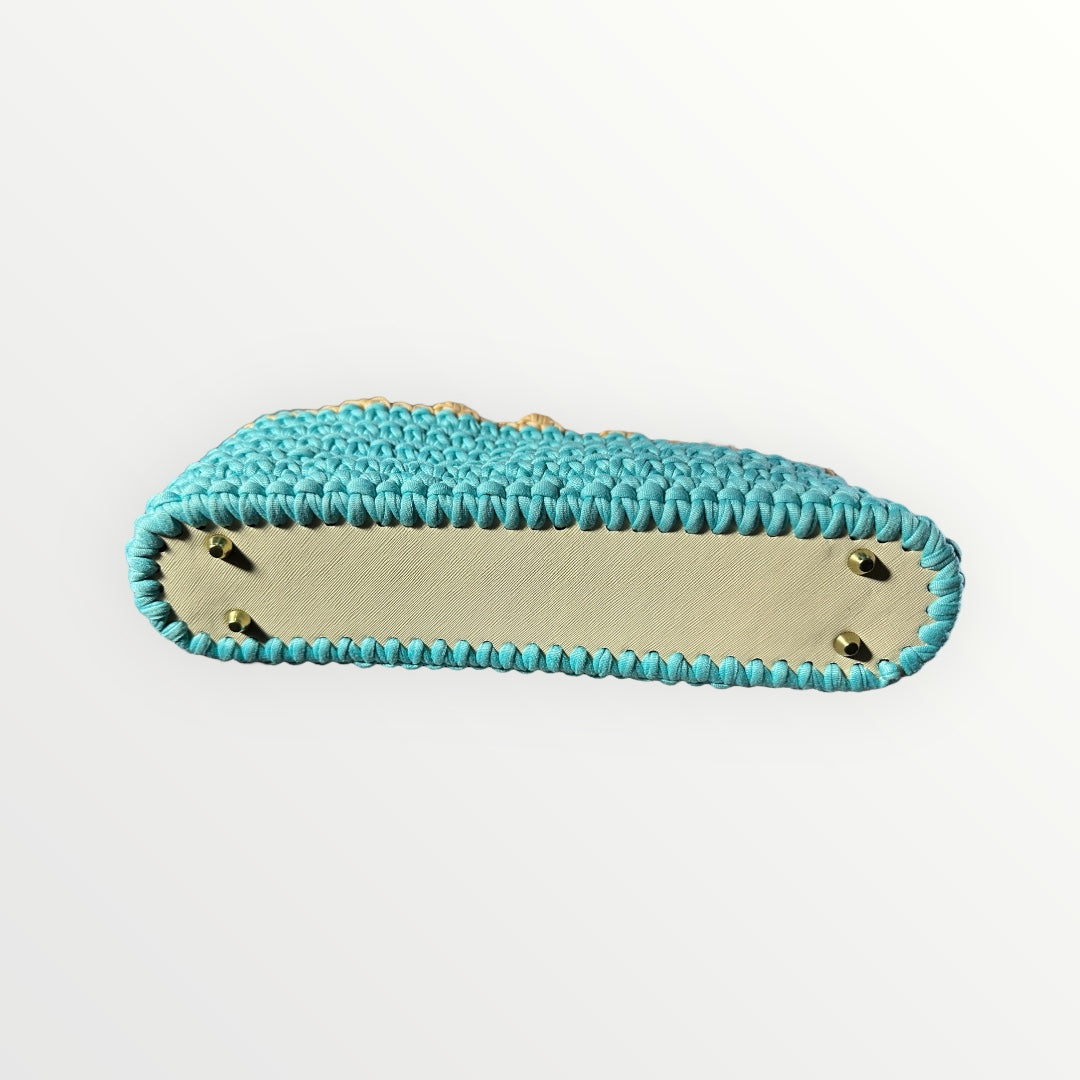 Aqua Blue Handmade Crochet Tote