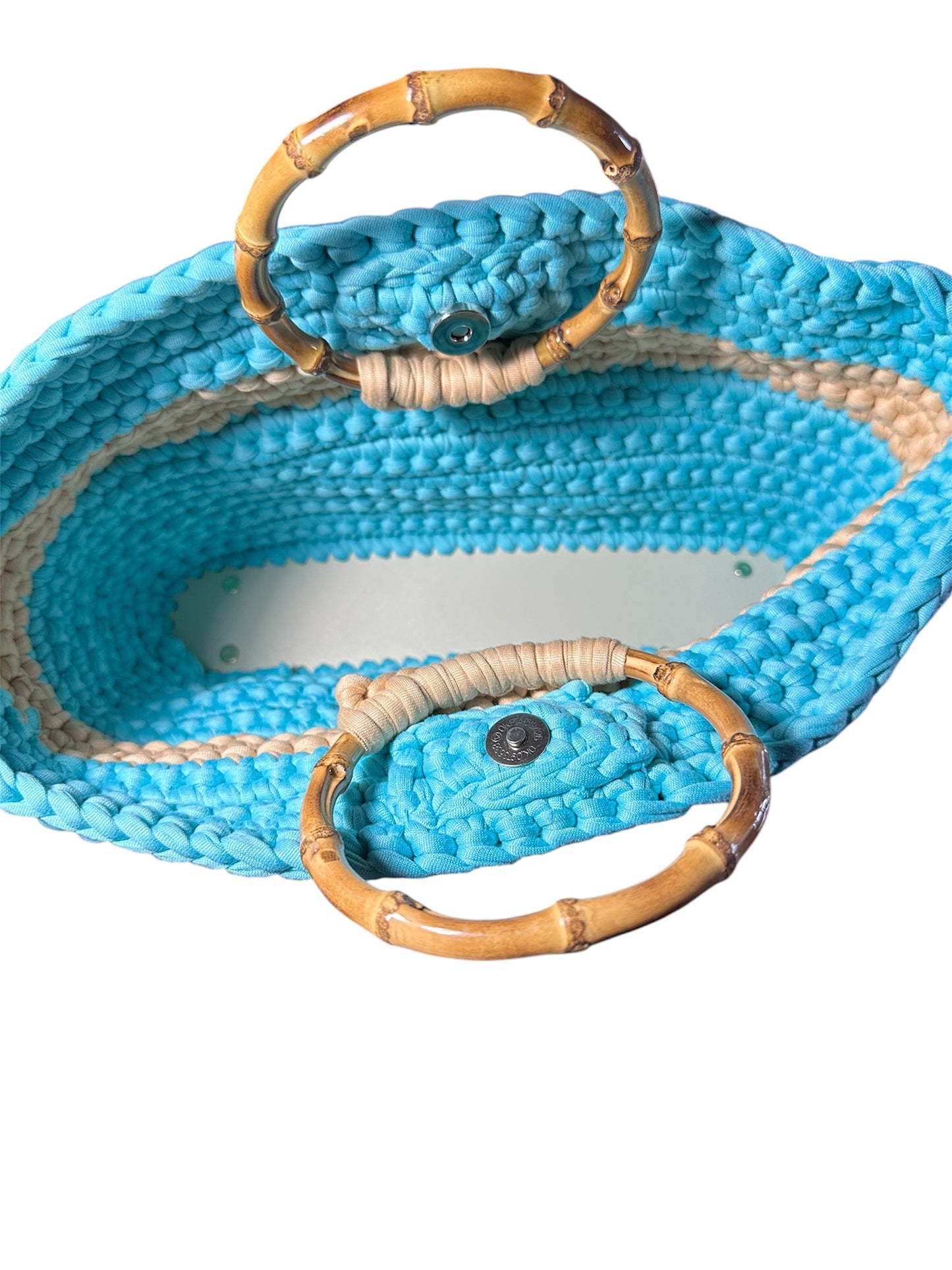 Aqua Blue Handmade Crochet Tote