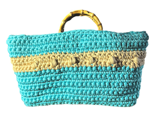Aqua Blue Handmade Crochet Tote