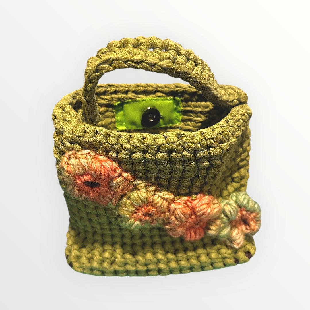 Floral Handmade Crochet Handbag with Spring Flower