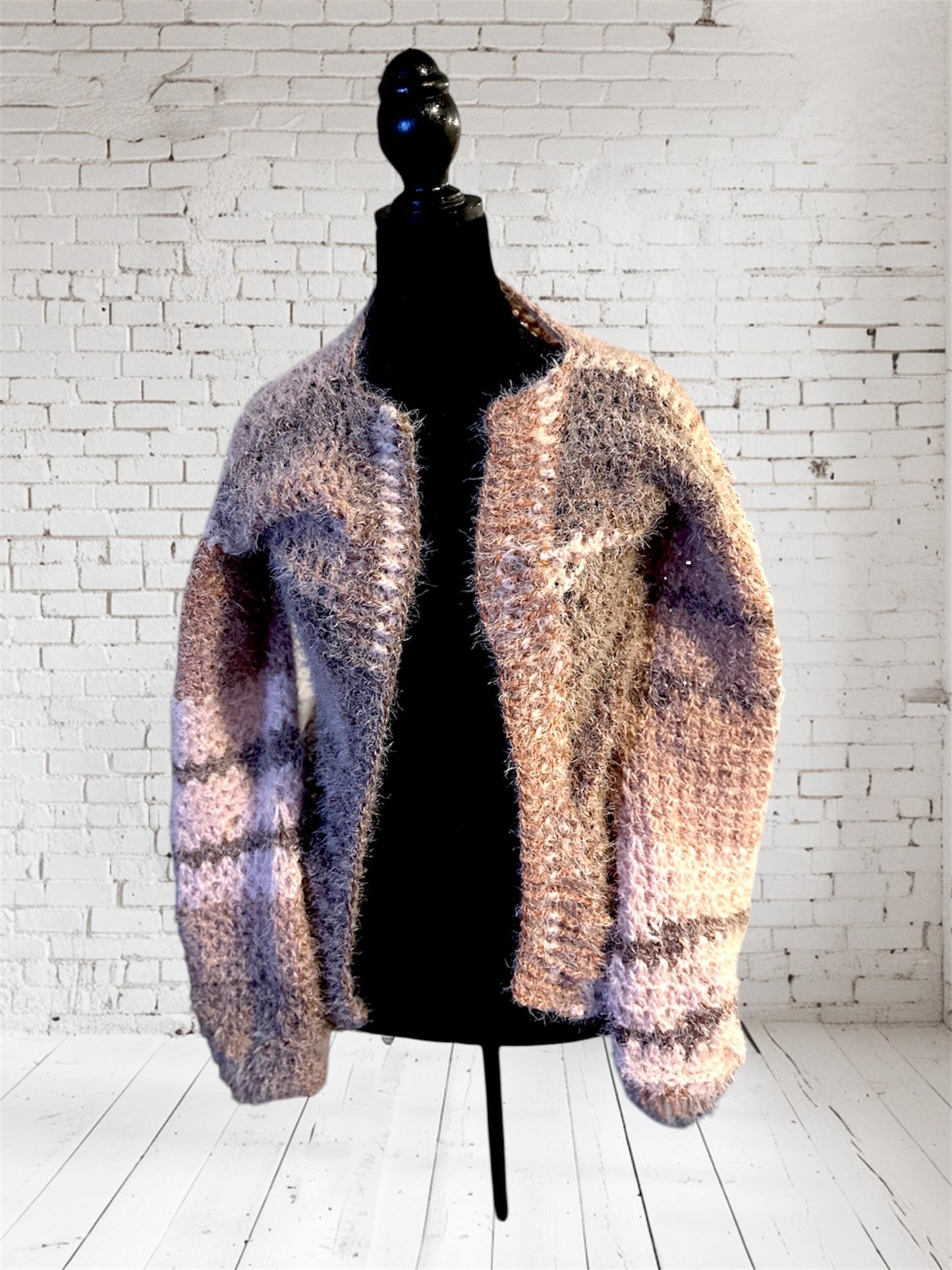 Desert Sand Ombre Crocheted Cardigan - Medium Size